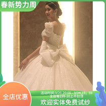 Fan-style light wedding dresses 2021 new brides main yarn minimalist Extravagant Pregnant pregnant with bubbly sleeves Retro Winter