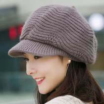 Wool hat warm winter autumn winter knitted fashion Korean rabbit fur hat beret hat wool octagonal hat female