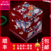 Yameilong Luodian lacquerware Jewelry jewelry jewelry box Wooden retro Chinese style princess European jewelry storage box