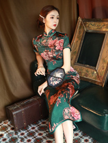 The old Shanghai qipao of the Republic of China 2021 The new female improved version Temperament High-end Retro Superior Printing Long style Fall
