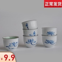 Underglaze color Tea Cup ceramic Jingdezhen individual cup hat single Cup kung fu tea set owner hand-painted small tea cup