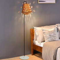 Floor lamp bedroom ins girl headboard Nordic style vertical creative modern simple high-grade wooden floor lamp