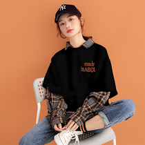 Mi Zi flag fake two pieces Polo collar clothes female spring and autumn thin 2021 new design sense lapel top coat tide