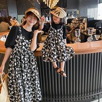 Grape mother woman dress with dress for summer dress New fake Two pieces Skirt Girl Short Sleeve Foreign Air Princess Dress