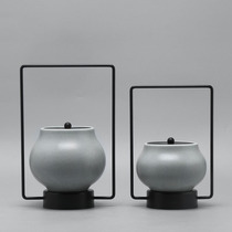 New Chinese style Modern Wrought iron ceramic home soft decoration ornaments Creative model room Hotel entrance wine cabinet display