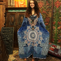 Loose belly cover plus fat plus large beach skirt Long bohemian sunscreen blouse Swimsuit outside the beach jacket