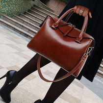 Tidal Genuine Leather Retro Handbag Woman 2022 New Korean version Brief Atmospheric Skew Satchel Fashion 100 lap single shoulder bag