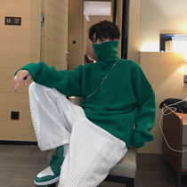 Hualun winter non-ball turtleneck sweater men thickened loose undershirt lapel knit sweater sweater