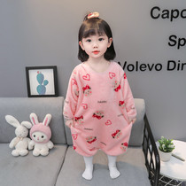 Girls Connected Pajamas François Fall Winter GirBaby Baby Boy Flexh Baby Winter Coral Velvet Home Clothes