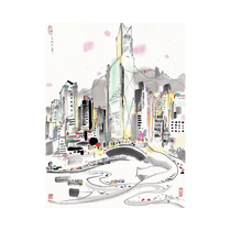 Art Derivatives] Wu Guanzhong  Urban Colour Ink > Xuan Paper Copy Handmade Toslice Living-room Bedroom Hanging Painting