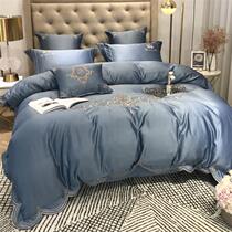 (Q BB)80 European luxury tribute satin cotton sheets four-piece cotton silk embroidery bed hats Net Red