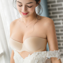 Strapless incognito underwear Strapless bra Wedding dress gathered thickened non-slip upper bracket Invisible halter small chest bandeau summer