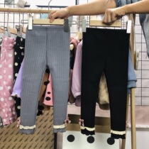 Winter girls plus velvet leggings 2018 winter new baby threaded cotton thickened pants childrens warm pants