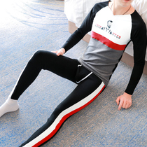 SQINUSQN Lion Chino Autumn Winter Mens Thermal Lingerie Set Thin Fleece Autumn Pants Boys Line Pants