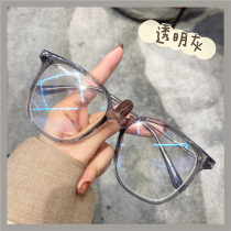 Net red GM black gold glasses large frame women can be equipped with myopia no lenses flat light anti-blue light eye protection face small and thin
