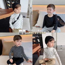 Chen Chen mother childrens base shirt high collar derrong fever black technology baby long sleeve shirt autumn winter boys T-shirt