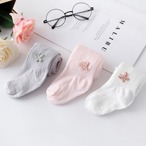 Childrens socks spring and autumn thin summer girls pantyhose baby leggings socks cotton big pp socks thin net