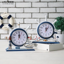 Mediterranean wood-clock living room pendulum with rudder seat clock rocking helmsman childrens room clock bedroom desktop