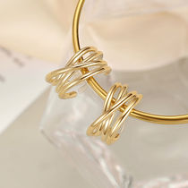 Winy earthen silver needle ear accessories gold Japan-ROK Ins personality 100 hitch minimalist fashion net red temperament high level