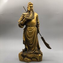 Antique bronze brass antique bronze statue Guan Gong statue town house Buddha statue ornaments Guan Yu bronze statue big knife Guan Gong