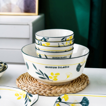10 sets of Jingdezhen household rice bowl ceramic bowl single eating bowl tableware dish set Bowl small soup bowl