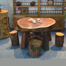 Natural large logs to create art tea table tea table original ecological solid wood table coffee table factory direct sales