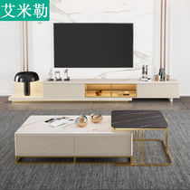 2021 new light luxury slate coffee table TV cabinet combination modern minimalist small apartment Italian Nordic living room floor cabinet