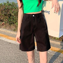 2022 Spring Summer High Waist 100 Hitch Jeans 50% Pants Woman Straight Cylinder Korean Version Casual Display Slim Fresh Women Style Mid Pants Shorts