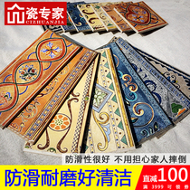 Kitchen bathroom antique brick dial line tile flower wall tile American pastoral retro anti-slip small tile 300