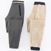 Winter mens sweatpants mens velvet padded trousers lamb velvet plus size mens pants fat pants winter pants