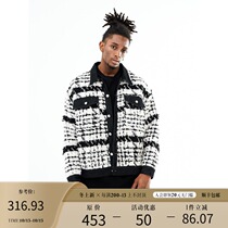 BONELESS woven plaid color denim stitching jacket double jacket autumn winter coat mens trend