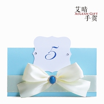 Turquoise bow table card water plate table number plate customized wedding gift baby banquet childrens birthday party