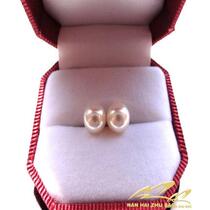 18k gold inlaid natural seawater pearl ear nail 8 5-9mm positive light flawless