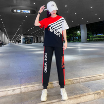 Summer sportswear casual style suit womens ins fashion students fried street hip-hop street dance short sleeve two-piece set