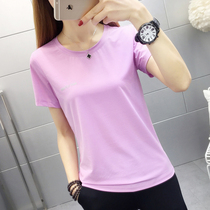 Candy color short-sleeved top womens ultra-thin breathable crew neck quick-drying summer stretch yoga half-sleeve quick-drying suit