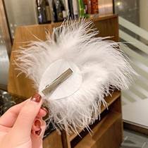 Feather headdress White Super fairy Net red wedding dress Hanfu hair accessories Daily Photo Tourism Forest stage performance hairclip