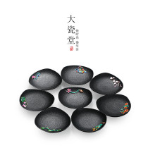 Big porcelain hall cloisonne black pottery coaster kung fu tea set handmade tin ceramic insulation pad tea tray accessories