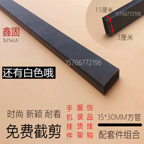 Xingu hot sale baked black color square tube 15*30 beam mobile phone accessories rack display layer black on the bracket square tube hook