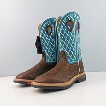 New blue embroidered cowhide mens and womens riding boots Cowboy boots knight boots motorcycle