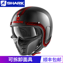 French SHARK SHARK CARBON FIBER MOTORCYCLE HELMET RETRO SEMI-HELMETS TAIKO Ghost Men And Women Combined Safety Helmet