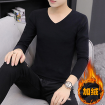 De velvet traceless thermal underwear men winter tight cold cold inside base shirt long sleeve plus velvet autumn wear