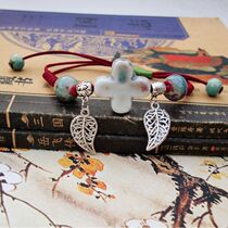 Violent style ceramic fashion jewelry cross leaf Tibetan silver ceramic bracelet factory direct sale beach source