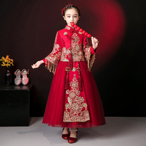 Girls  costume Hanfu Childrens Xiuhe dress Chinese style Tang Dress Little girl Baby New Years Eve dress thickened long-sleeved autumn and winter