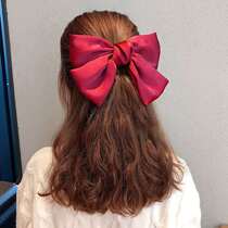  Red hairpin female big red Korean year of life retro Chinese style big bow fabric top clip spring clip 2