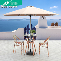 Outdoor desk and chair dessert tea shop vinechair combination balcony casual lounge area café chair three pieces