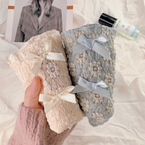 Snow suede flower touch ~ milk oil color teen sweet and comfortable agaric side hollowed-out breathable mid-waist antibacterial triangle underwear