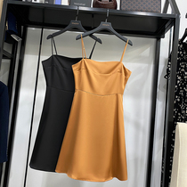 MRMW2021 summer new one-word collar sling dress female temperament waist slim long A- line dress