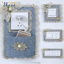 Switch stickers light luxury wind 3d three-dimensional new Chinese protective cover decorative fabric lace socket creative mobile phone
