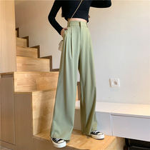 South Korea summer new casual suit mop pants women Thin Thin high waist vertical straight loose loose wide leg trousers