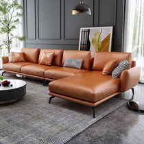 Leather sofa first floor cowhide living room complete combination modern simple size apartment European sofa Italian furniture